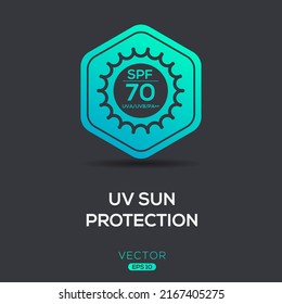 Creative (UV sun protection SPF 70) Icon, Vector sign.