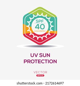 Creative (UV sun protection SPF 40) Icon, Vector sign.