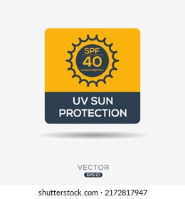 Creative (UV sun protection SPF 40) Icon, Vector sign.