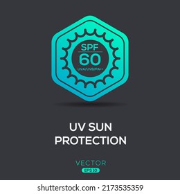 Creative (UV sun protection SPF 60) Icon, Vector sign.