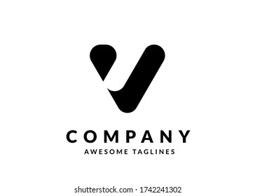 Creative V Letter Logo Design with Monogram color Vector Illustration