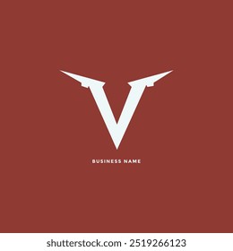 Creative V Letter logo design featuring a bold letter V with sharp accents