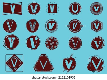 Creative V letter logo and icon design template bundle