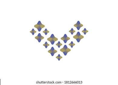 Creative V letter logo shaped from set of sparkles