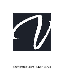 Creative v letter vector logo design. Handwritten text with paint brush texture. Monogram vector sign. Character logotype symbol. Icon design