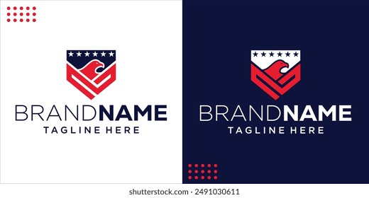 Creative V Logo With Military Eagle, Design Inspiration, Illustration, Vector