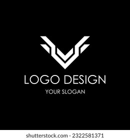 creative V Monogram logo with eagle wings. Veteran and defense vector logo