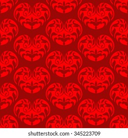 Creative valentines day background, ornamental hearts, seamless pattern, cute fabric, wedding decorations elements with rich ornaments for design.