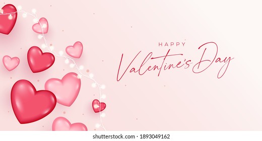 Creative valentine's day background. Romantic composition with hearts and lights. Vector illustration. Wallpaper, flyers, invitation, posters, brochure, banners, ads, coupons, promotional material.