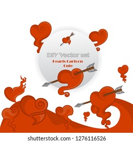 Creative Valentines Day Card template, with drawing cartoon hearts in white and red color, with paper craft, elegant classic color and clean design concept for web and print. 