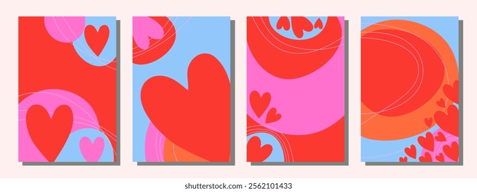 Creative Valentine's Day greeting backgrounds. Backgrounds with hearts. Holiday poster with hearts, advertising, logo, banner, cover.