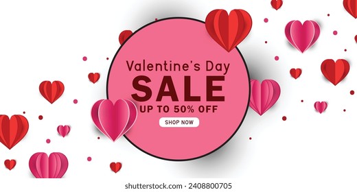 Creative valentine's day sale background. Romantic composition with hearts. Wallpaper, flyers, invitation, posters, brochure, banners