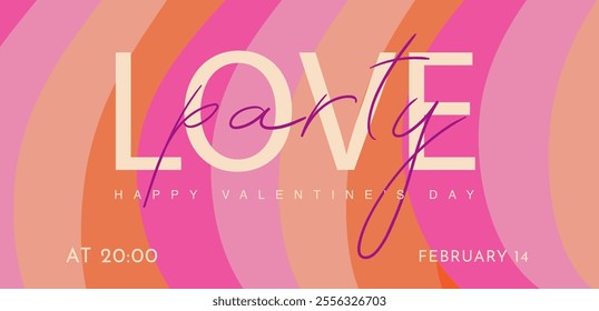 Creative Valentine's Day Set. Modern Art Geometric Hearts and Typography Templates for Party Design, Advertising, Social Media, Posters, Banners, and Covers. 