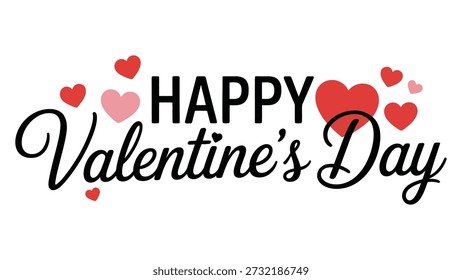 Creative Valentine's Day Typography with Red and Pink Hearts – Romantic Holiday Design Featuring Heart-Shaped Letter Accent