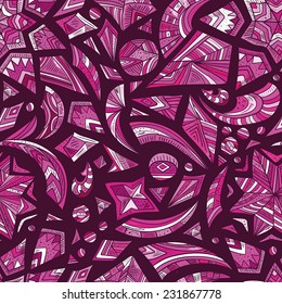Creative Valentine's tribal pattern | Seamless abstract geometric pattern with Aztec painted elements 