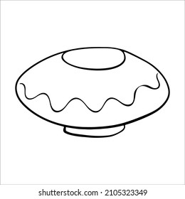 Creative vase in the style of doodles. Design element, interior item, vessel for flowers, water. Black outline. Vector illustration. Element for greeting cards, posters, stickers and seasonal design.
