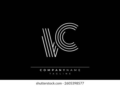 Creative VC lines letter logo design. A simplistic and elegant abstract logo design with linear patterns and initials, suitable for contemporary branding.