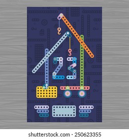 Creative vector 23 february illustration with baby metal blocks
