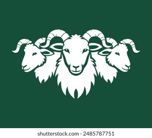 Creative Vector of 3 sheeps head logo	