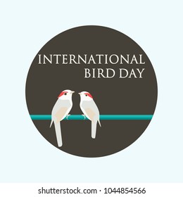 Creative vector abstract background for International Bird Day. Concept illustration with two cute birds.