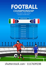 Creative vector abstract Football Championship header or banner design  football with beautiful background.