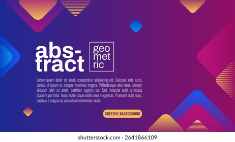 Creative vector abstract geometric background with gradient color. Blue, orange, purple, and pink gradient background. Modern geometric background