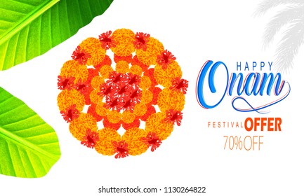 creative vector abstract for Happy Onam with nice and beautiful design sale banner illustration in a background.