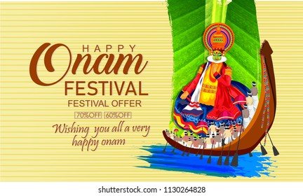 creative vector abstract for Happy Onam with nice and beautiful design sale banner illustration in a background.