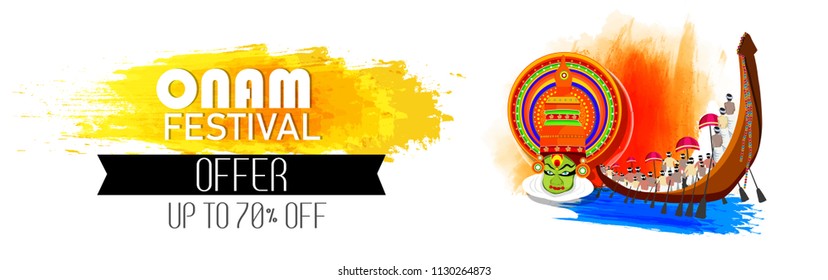 creative vector abstract for Happy Onam with nice and beautiful design sale banner illustration in a background.