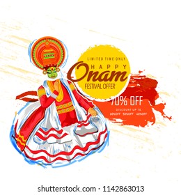 Creative vector abstract for  Happy Onam festival of South India Kerala with  snakeboat race in Onam celebration. 
