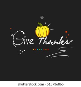 creative vector abstract for Happy Thanksgiving Day with nice and creative design illustration  of pumpkin and Autumn leave in a colorful background with text of Happy Thanksgiving.