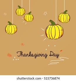 creative vector abstract for Happy Thanksgiving Day with nice and creative design illustration  of pumpkin and Autumn leave in a colorful background 