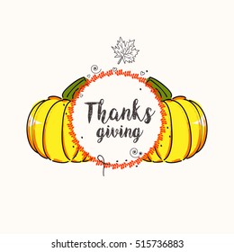 creative vector abstract for Happy Thanksgiving Day with nice and creative design illustration  of pumpkin and Autumn leave in a colorful background 