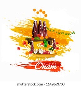 Creative vector abstract sale banner, poster for  Happy Onam festival of South India Kerala with  kathakali dance in Onam celebration. 