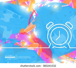 Creative vector alarm clock. Art illustration template background. For presentation, layout, brochure, logo, page, print, banner, poster, cover, booklet, business infographic, wallpaper, sign, flyer.
