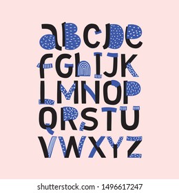 Creative vector alphabet letters. Vector trendy ABC typography type font. Isolated letters. Latin alphabet. Cartoon letters.