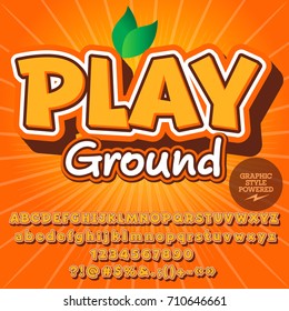 Creative vector alphabet set. Font with text Play Ground. Contains graphic style.