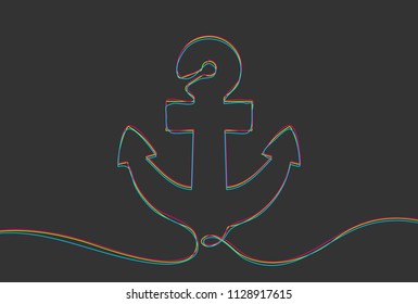 Creative vector anchor. One line style illustration