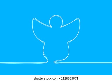 Creative vector angel. One line style illustration