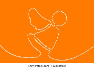 Creative vector angel. One line style illustration