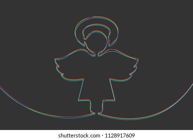 Creative vector angel. One line style illustration