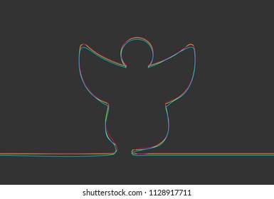 Creative vector angel. One line style illustration