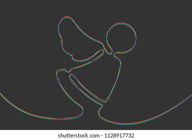 Creative vector angel. One line style illustration