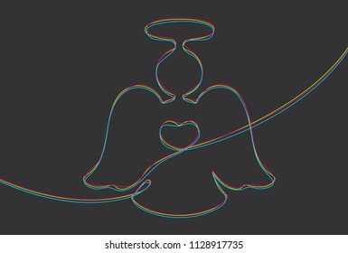 Creative vector angel. One line style illustration
