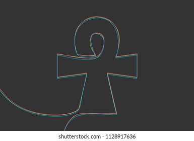 Creative vector Ankh. One line style illustration
