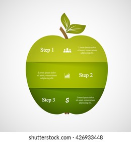 Creative vector apple for diagram, graph, presentation and chart. Business concept with 3 options, parts, steps or processes.
