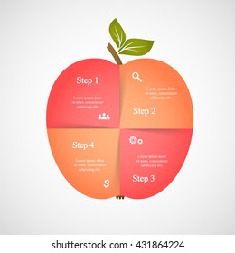 Creative vector apple for diagram, graph, presentation and chart. Business concept with 4 options, parts, steps or processes.