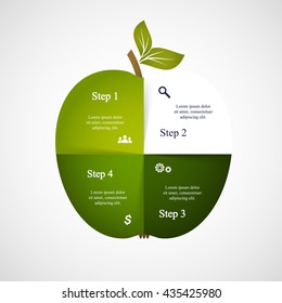 Creative vector apple for diagram, graph, presentation and chart. Business concept with 4 options, parts, steps or processes.