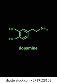 A creative vector artwork blending the chemical structure of dopamine with vibrant, anime-inspired colors to represent joy.