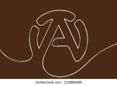 Creative vector atheism sign. One line style illustration